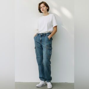 True Religion Blue Boyfriend Cargo Jeans - Size 28